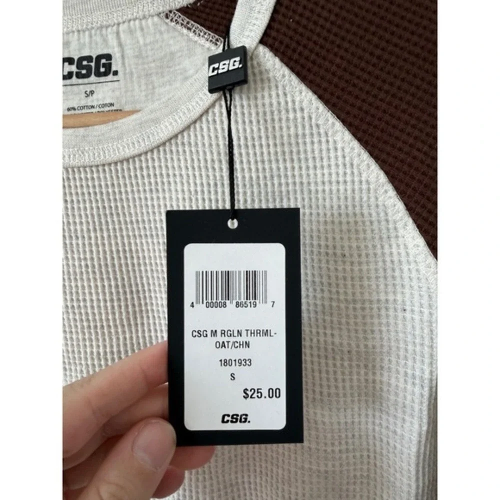 CSG Men's Raglan Thermal – Oatmeal & Chestnut – Large – NWT